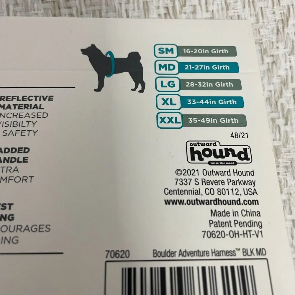 Outward Hound Dog M Boulder Adventure Harness Adjustable and Padded